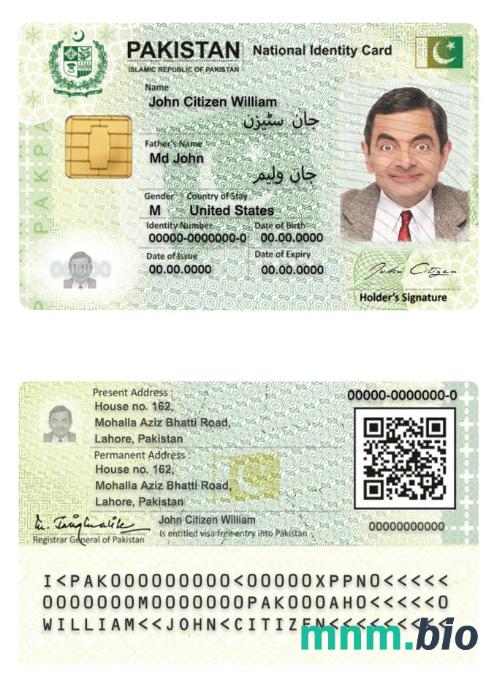 Szablon dowodu osobistego Pakistanu w PSD, w pełni edytowalny